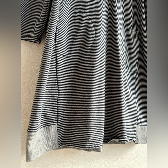 J Jill Black & Gray Long Sleeve Cotton Dress With Pockets | Size Large Tall - Picture 2 of 7